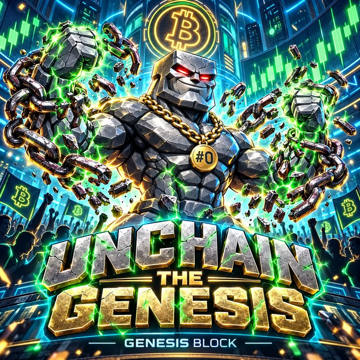 Unchain the Genesis artwork with guardian and broken chains