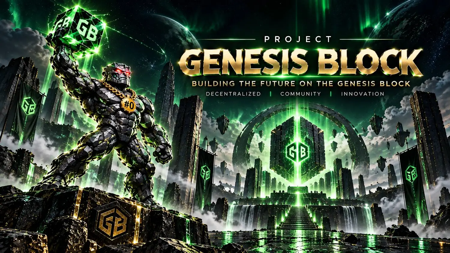Genesis Block cinematic temple banner